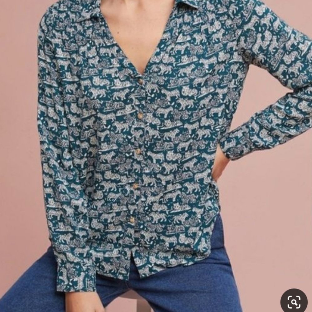 Maeve Tiger Print Anthropologie Button Up Sz 4